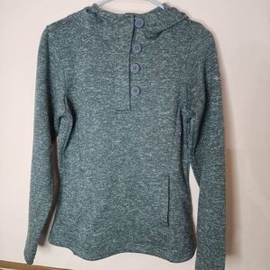 Women's Columbia Heathered Green Button-Up Hoodie